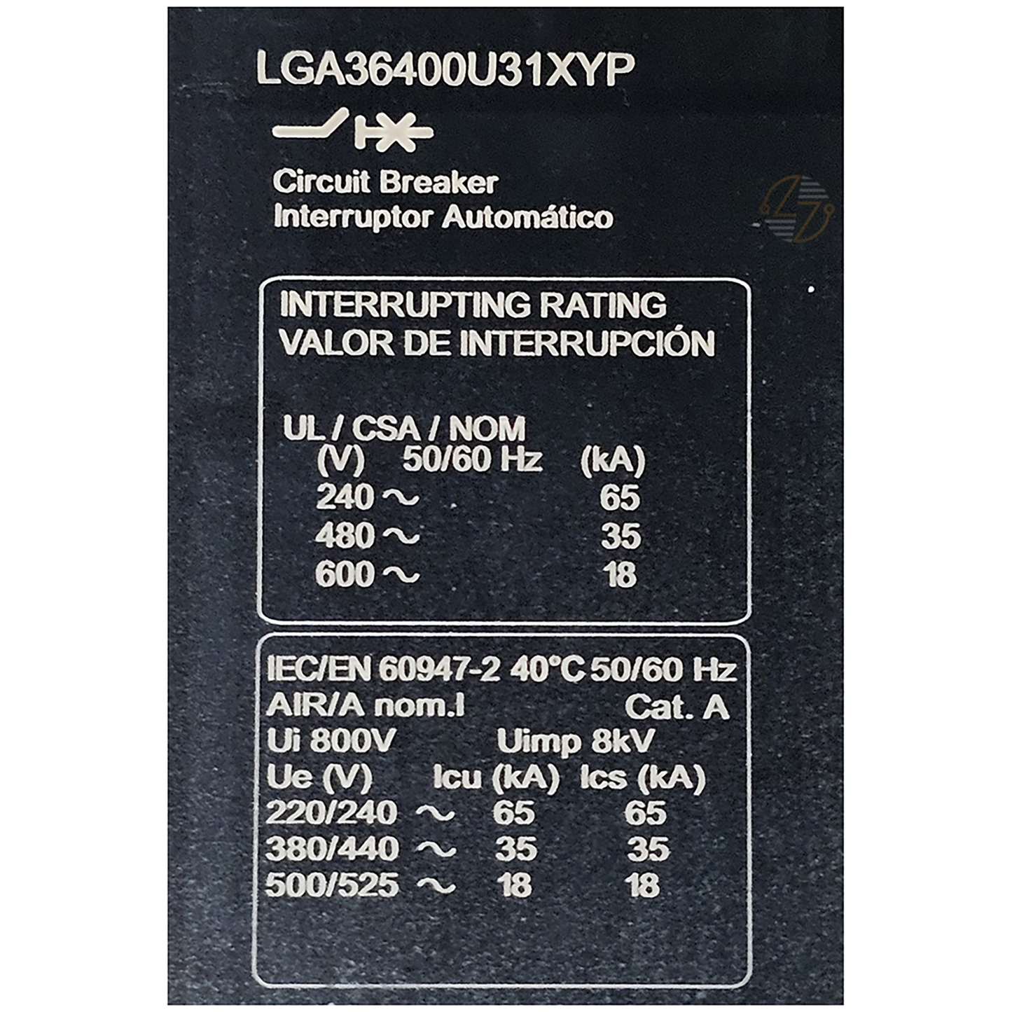 LGA36400U31XYP  - 400 Amp Circuit Breaker